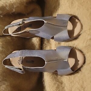 Clark's Metallic Cork Wedges
